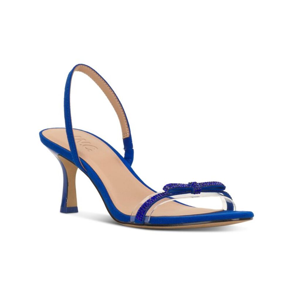 INC Womens Blue Mixed Media Linnette Toe Stiletto Slip On Slingback Sandal 6 M